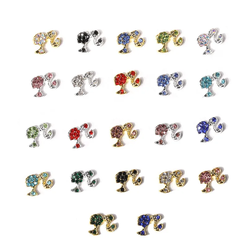 Alloy 3D Embellished Nail Art Accessories Cartoon Girl Head Nail Decorations Doll Head Nail Jewelry Charms
