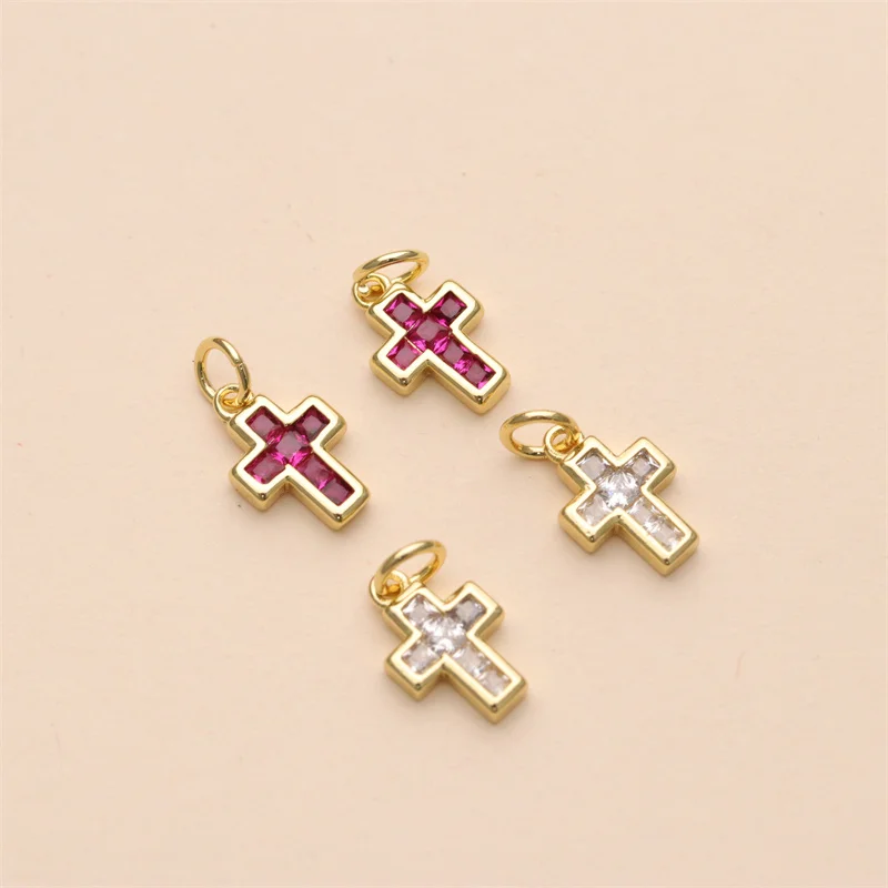 Wholesale  18K Brass  Gold Plated Cross Charms For Bracelet Making DIY