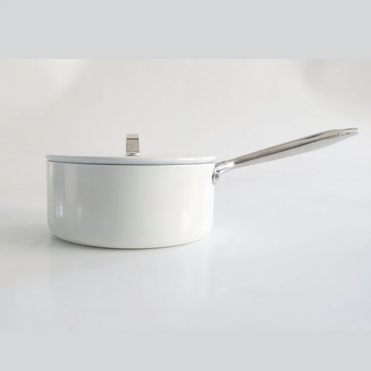 Pressed Aluminum Ceramic Coating Milk Pot Nonstick Sauce Pan With Stainless Steel Handle