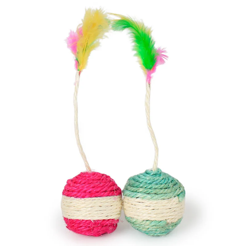 Sisal Hemp Rope Wrapped Cat Toy Ball Rolling Interactiveat Cat Teaser Toys