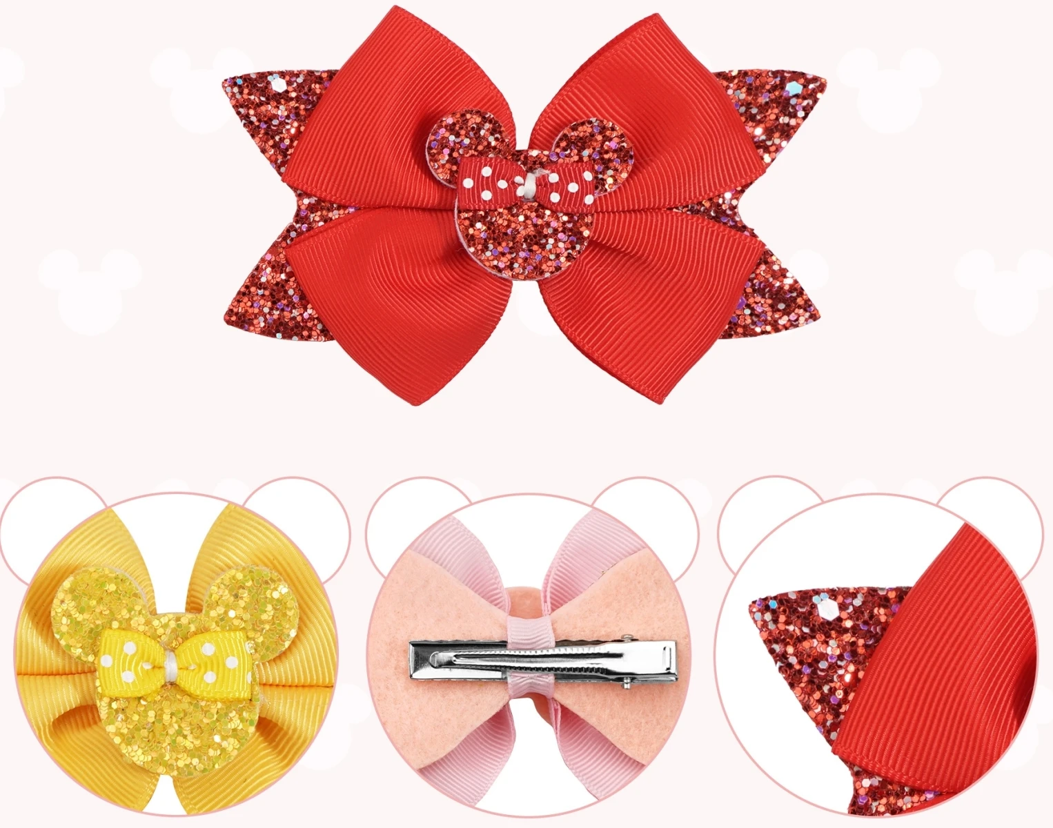 Sweet girl headdress mouse sequins bow hairpin cartoon Mickey children hair clips accessories
