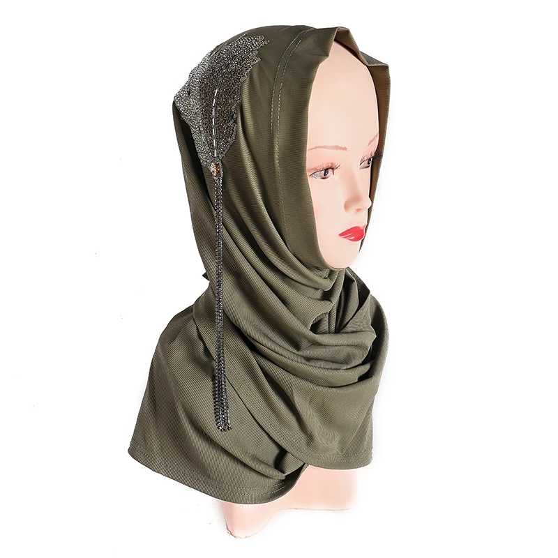 Elastic inner hijab caps islam ethnic head cover solid color muslim polyester turban breathable tube caps instant muslim hijab