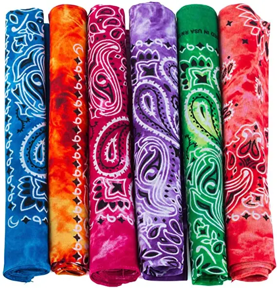 Wholesale Tie Dye Paisley Bandana Multifunctional Promotional Products Custom Logo Neck Warmer Headwear Bandanas