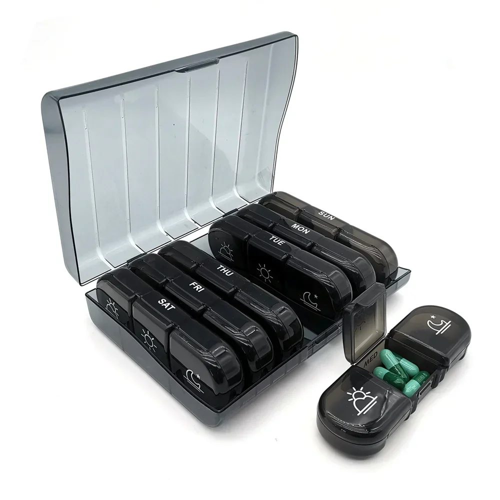 7 day & 3 times pill organizer weekly medicine case pocket storage case travel pill box easy open plastic pill box