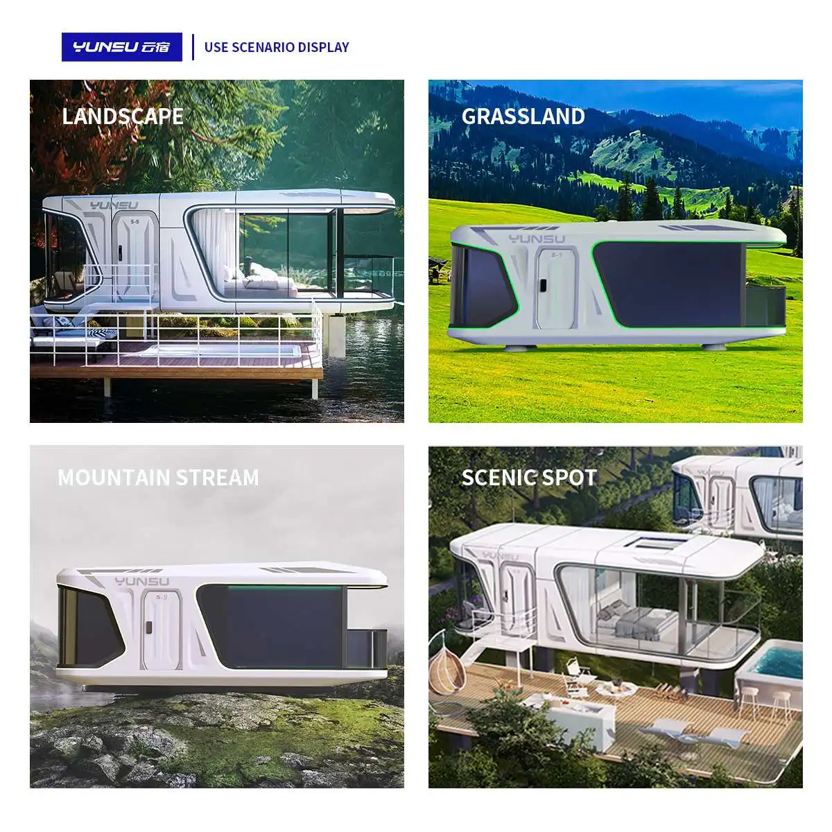 YUNSU House Mobile Home Prefab Mobile Camping Hotel Outdoor Luxury Home For Sale capsule house space