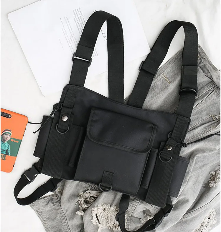 Custom Anti-Theft Hip Pop Vest Rig Bag Fashionable Portable Nylon Tactical Chest Rig for Outdoor Activities Water Resistant