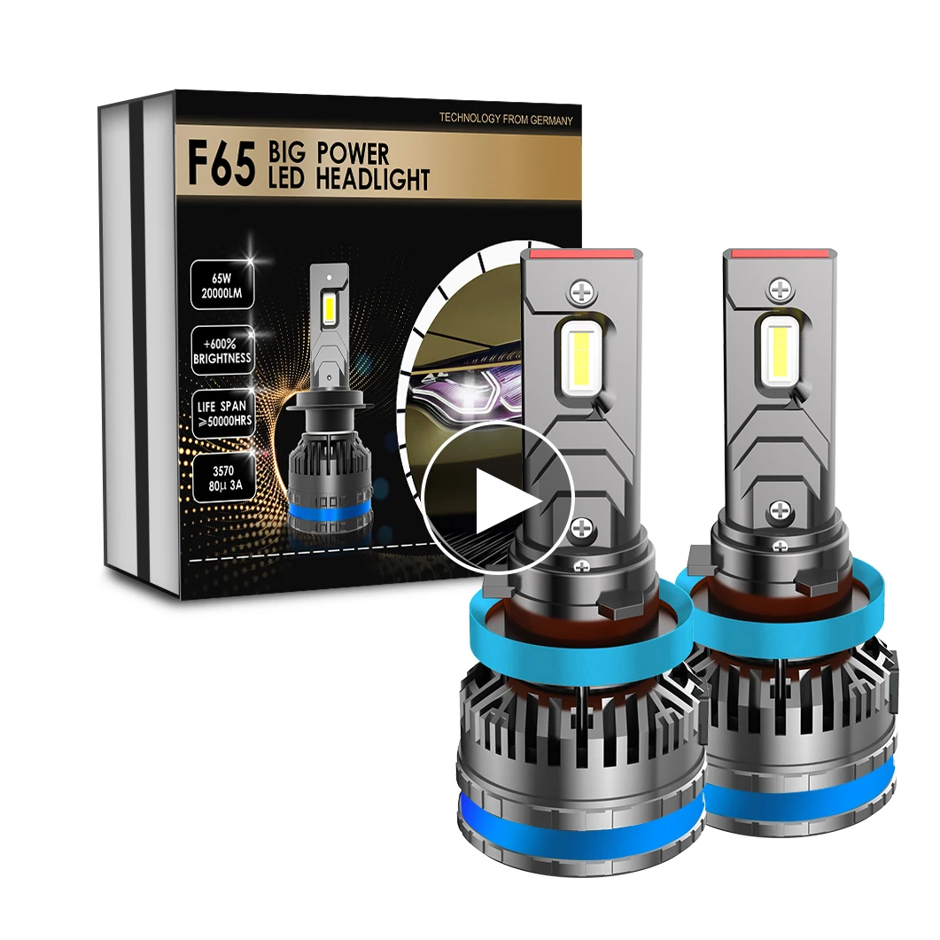 2021 лучший 12В 65 Вт LED H1 H3 H4 H7 H11 H13 9012 20000LM 6000K IP65 высокой мощности F65 360 градусов автомобильное крепление на зэс 3570 светодиодные фары