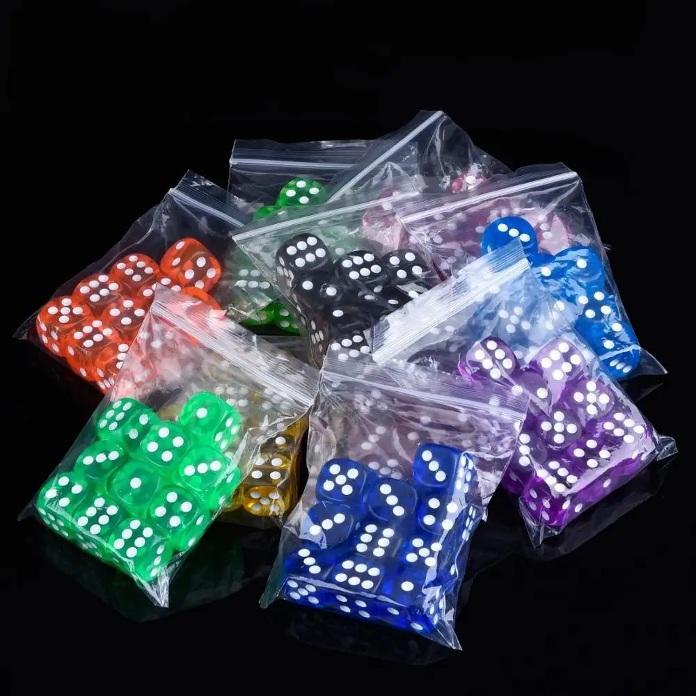 
10pcs Set 16MM Rounded Corners custom color dice set Four-Color Transparent Dice 