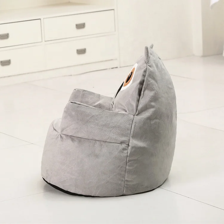 Soft velvet cute animal design armchair cover kids bean bag sofa