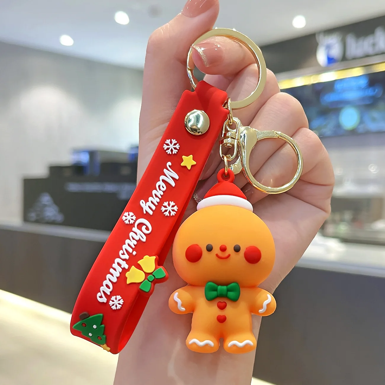 Wholesale Santa Key Chain 3D PVC Key Ring Lanyard Package Car Cute Cartoon Pendant Christmas Promotional Gifts