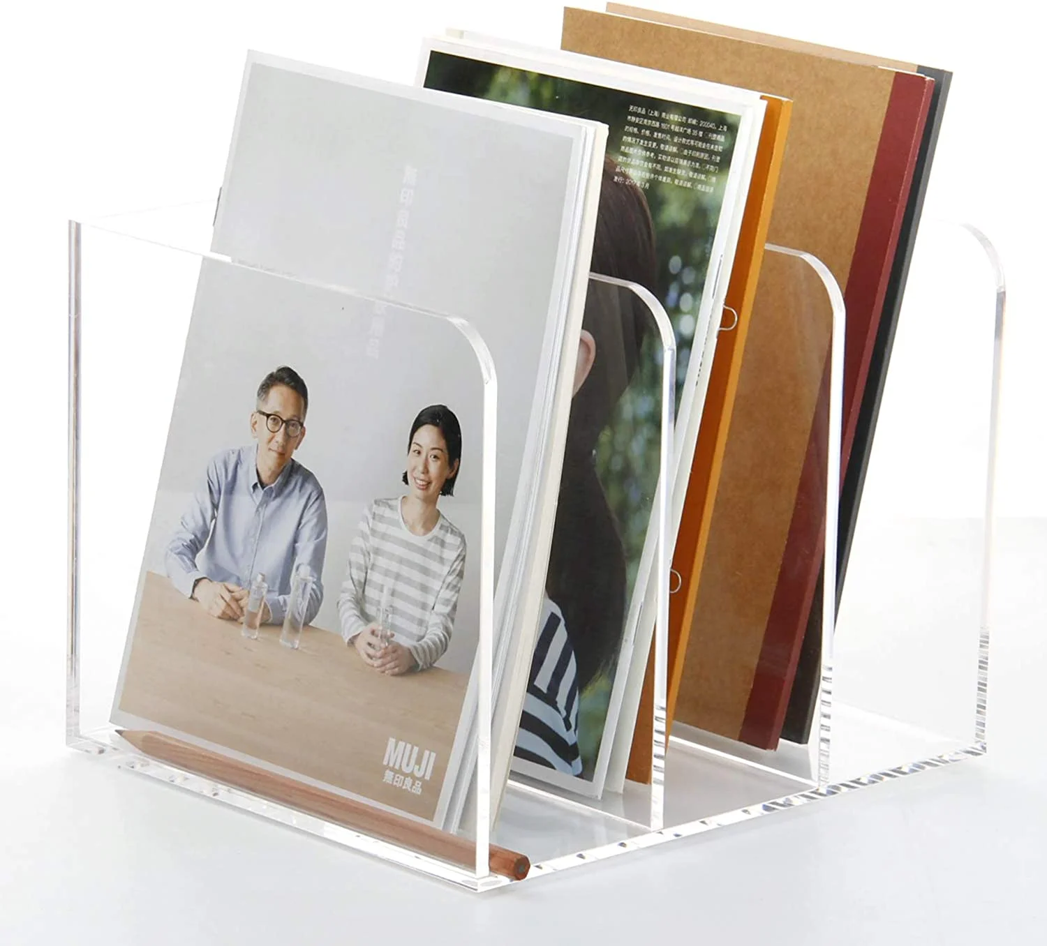 Clear Acrylic Magazine File Holder,Desk Organizers and Accessories, Book Stand Rack for Office Organization,  Fits 9 x 12 inch
