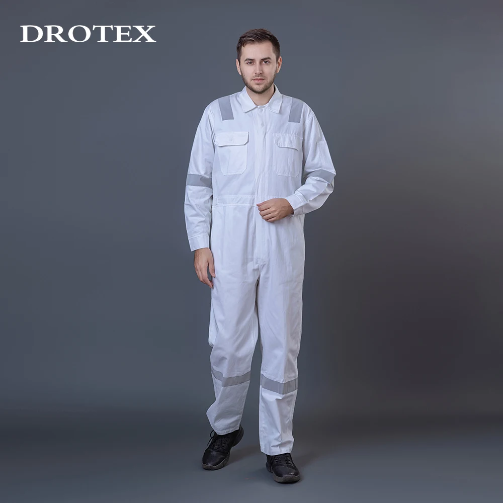 Wholesale Workwear Welding Stillman Cotton Fire Safety Wear Flame Retardant White Coveralls