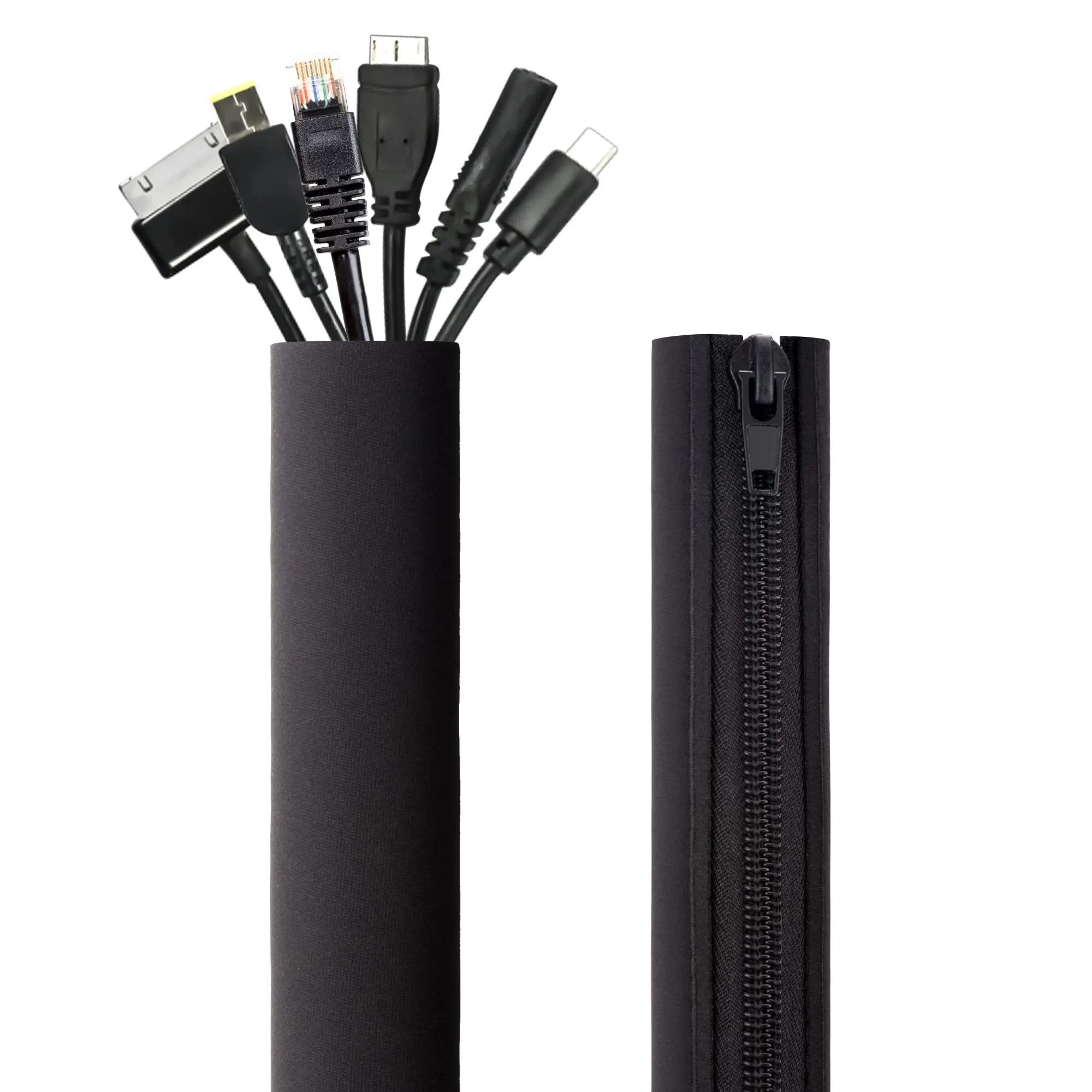 Customized Adjustable Neoprene Cable Management Sleeve With Zipper Cable Tidy Cable Wrap Wires Cord