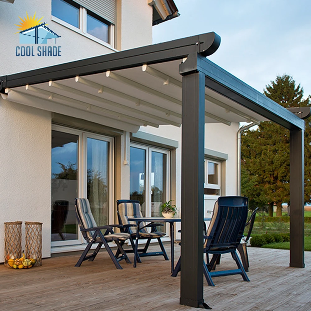Open and Closed Shade Electric Retractable Roof Pergola Patio Waterproof Gazebo Pergola Aluminum Outdoor Metal Arbours