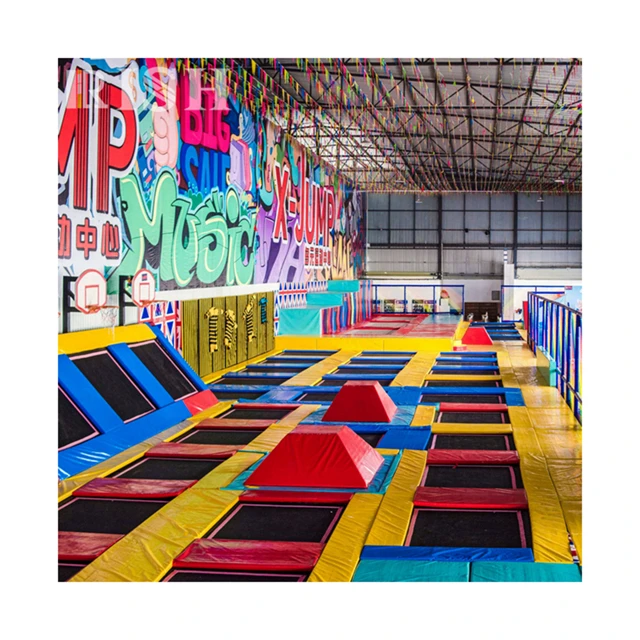 Indoor playground equipment jumping and running trampoline park with many functions
