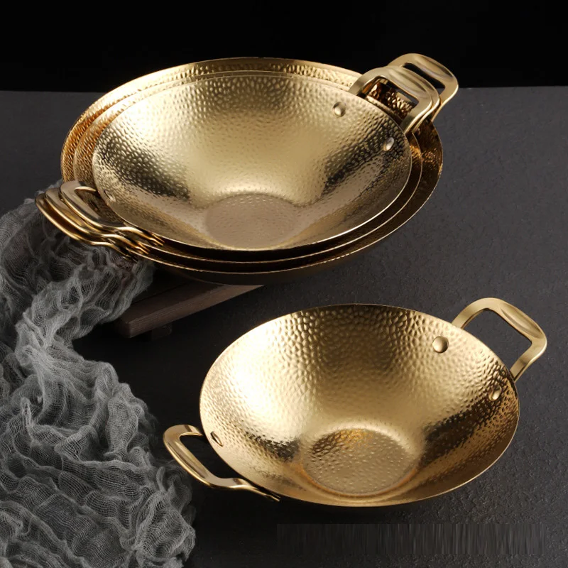 Stainless steel hammer bar tripod commercial thickened alcohol stove pot Tsai Restaurant golden double ear hot pot seafood basin