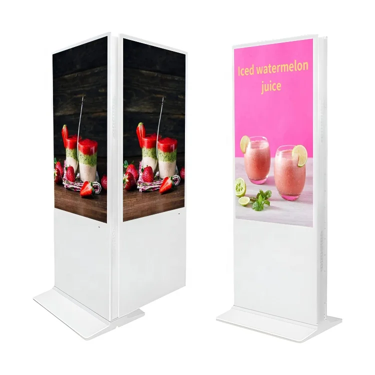 Ultra Thin Vertical Double Sided Touch Monitor LCD Floor Advertising Wayfinding Information Kiosk Multimedia Player