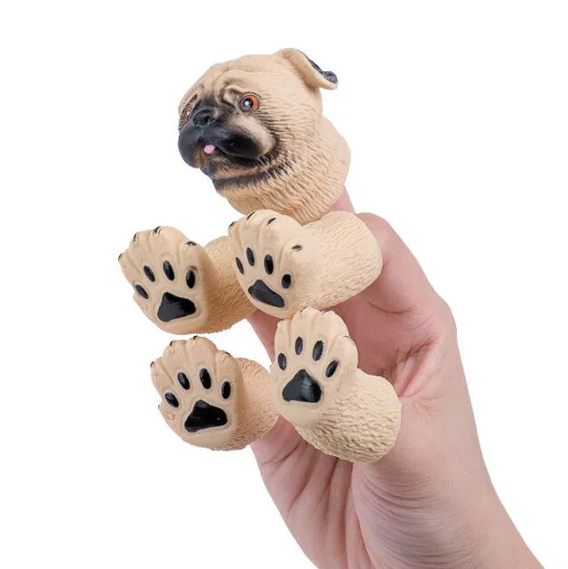 Custom baby cartoon animal puppet finger kids doll toy set soft children plastic squirrel tiny hand