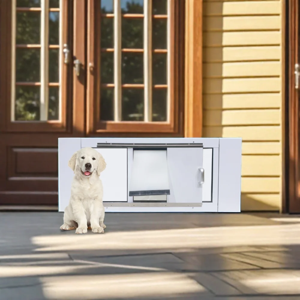 Pet Supplies Smart Protector Print Double-flap Aluminum Safety Dog Gate Doors and Hole Aluminum Fashion Sustainable Large Dogs