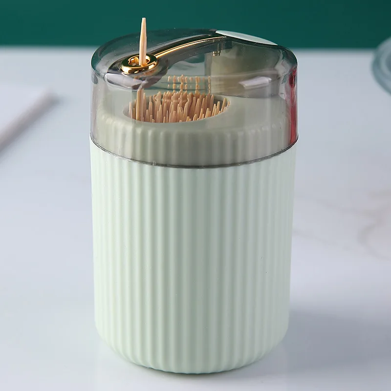 Household Convenient Home Gardge New Simple Toothpick Box Toothpicks Plastic Storage Holder Press-to-Open Canister Storage Box