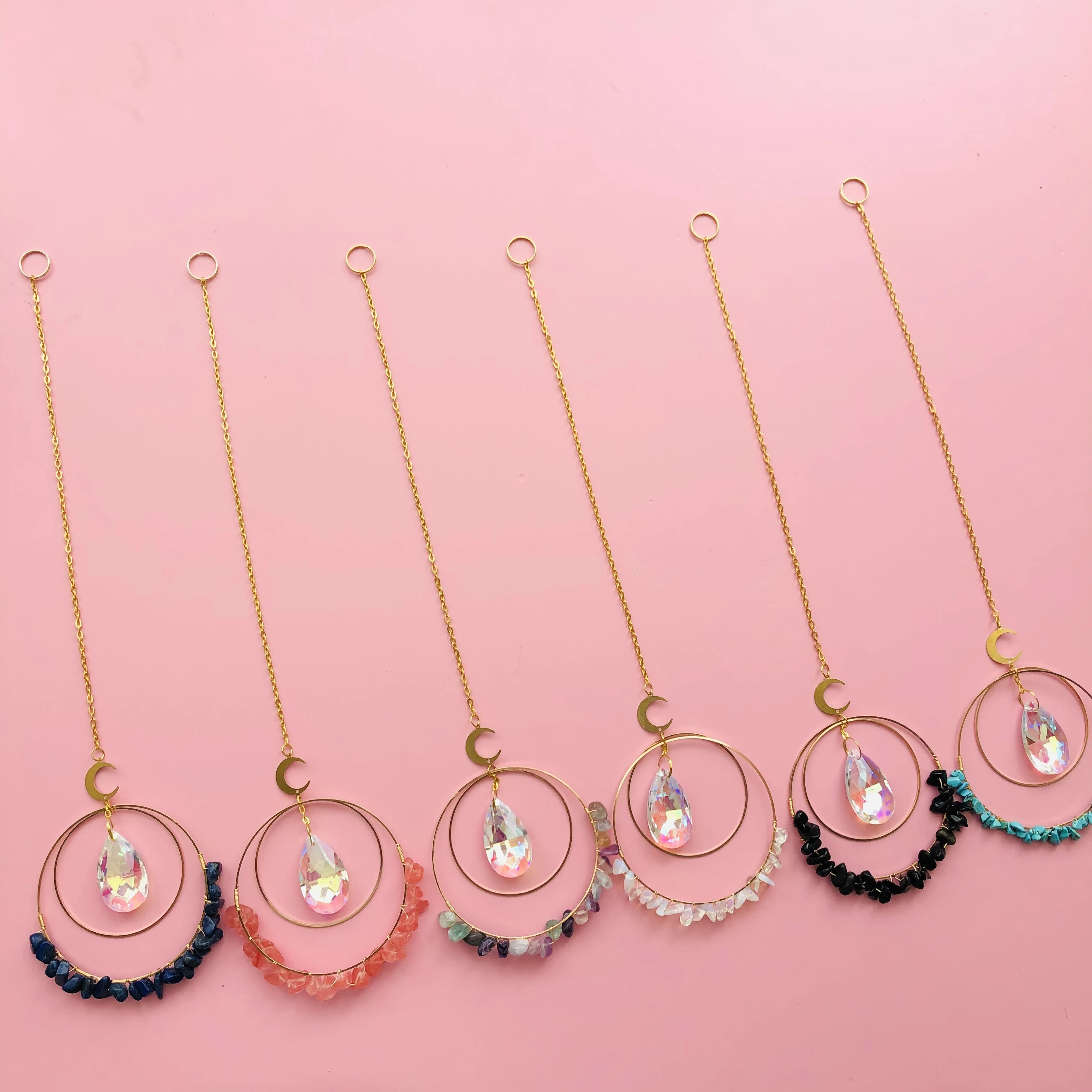 Dropshipping Natural Gemstone crystal Sun Catcher Spiritual crystal moon suncatche