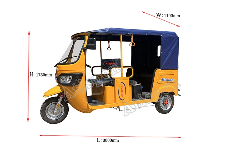 Open Body Three Wheels Adults Type E-rickshaw Tuktuk  Bajaj Auto Taxi Tuk tuk Gasoline For Sale In Kenya