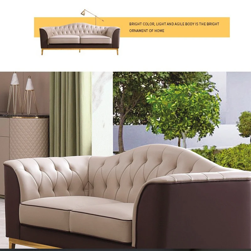 Nordic Chesterfield sofa modern light luxury villa white leather sofa combination luxury home furniture