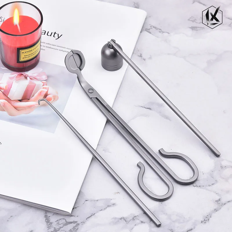 Candle Wick Trimmer Cutter Wick Dipper 3 in 1 Candle Accessory Set with Velvet Bag Storage