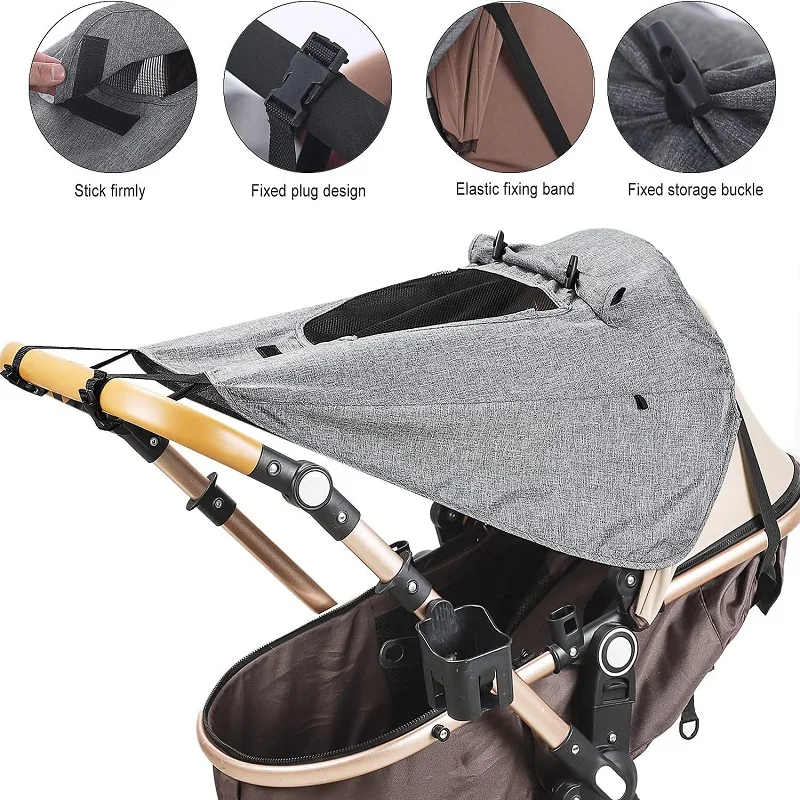High Quality Uv Resistant Sun Shade Foldable Adjustable Waterproof Canopy Baby Stroller Pram Carriag Sun Cover Uv Proof