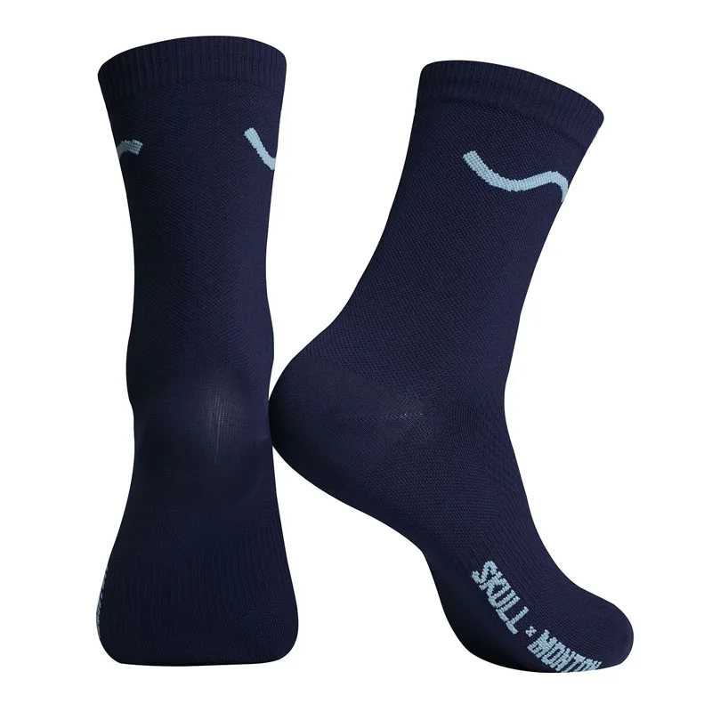 Wholesale Crew Cool Dark Blue Cycling Socks Compression Bike Socks Custom Logo Breathable Bicycle Socks Manufacturer