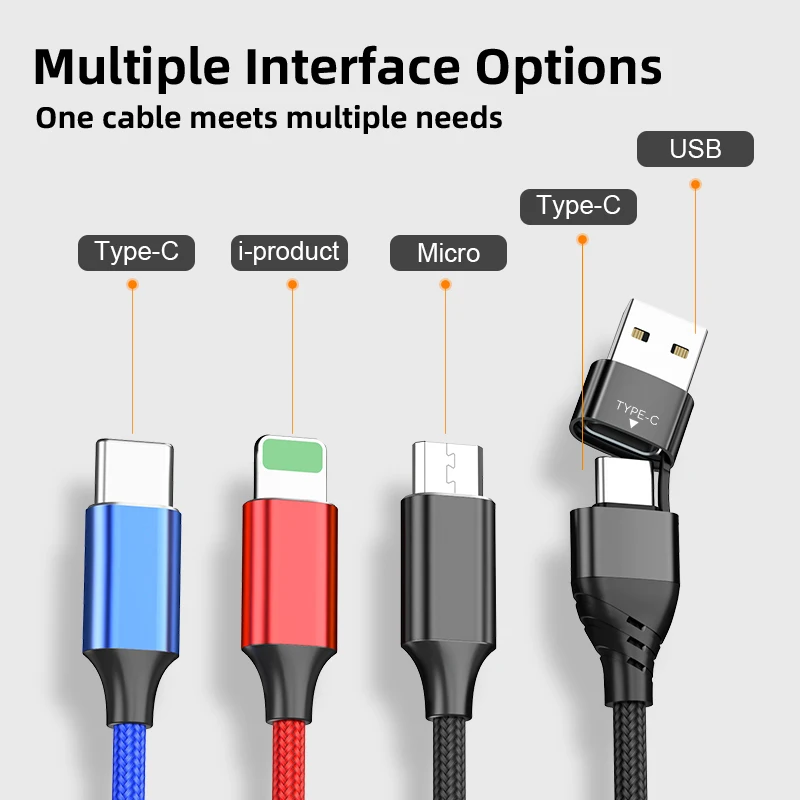  2021 Новый 6 в 1 USB-кабель для зарядки Type C кабель Micro USB телефонный iPhone Samsung