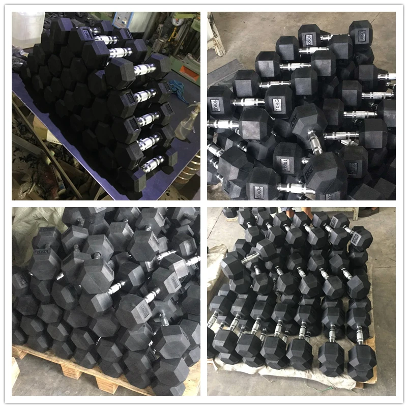  Gym Power Training 10kg 20kg 30kg 40kg Adjustable Black Rubber Hex Dumbbells
