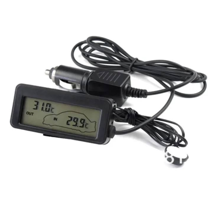 DC 12V Display Digital Thermometer Backlight Mini Thermometer LCD Car Inside Outside Thermometer