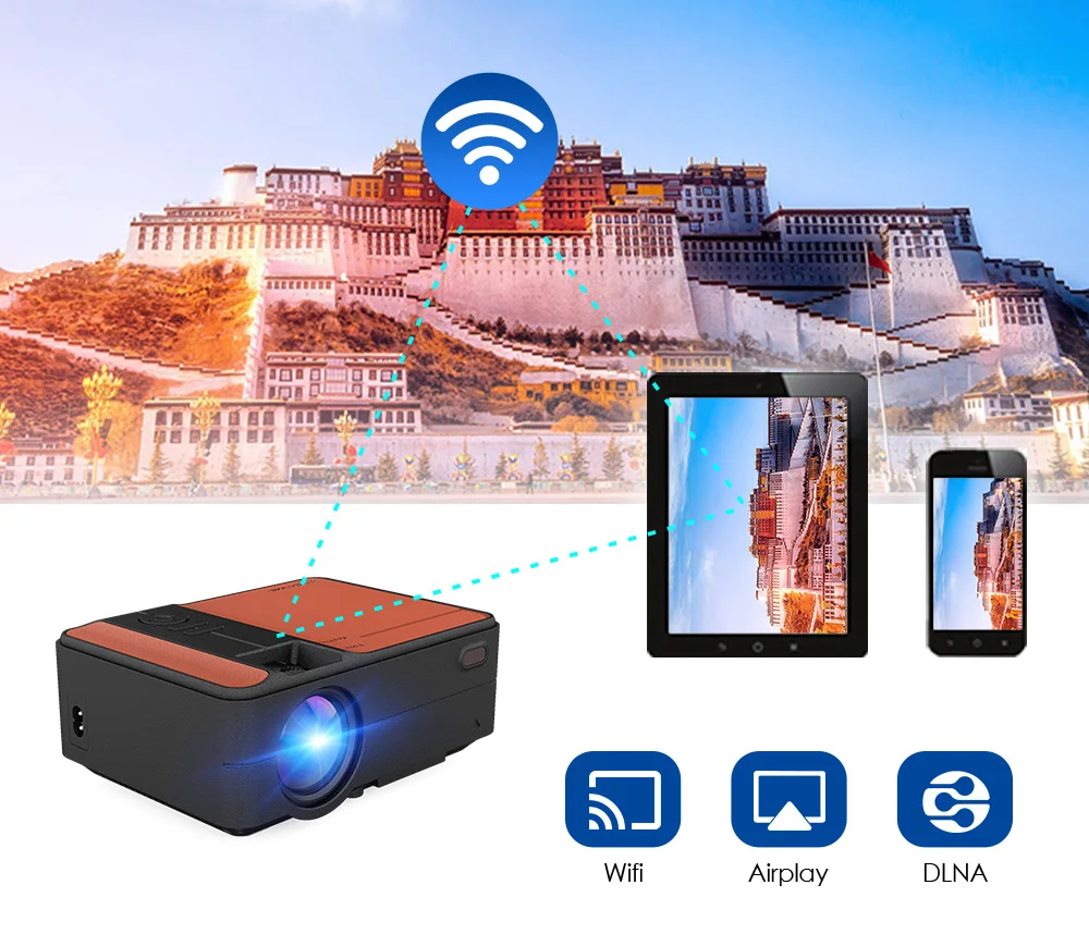 New 4500lumen portable projector phone android mini data show projector wifi mini projector