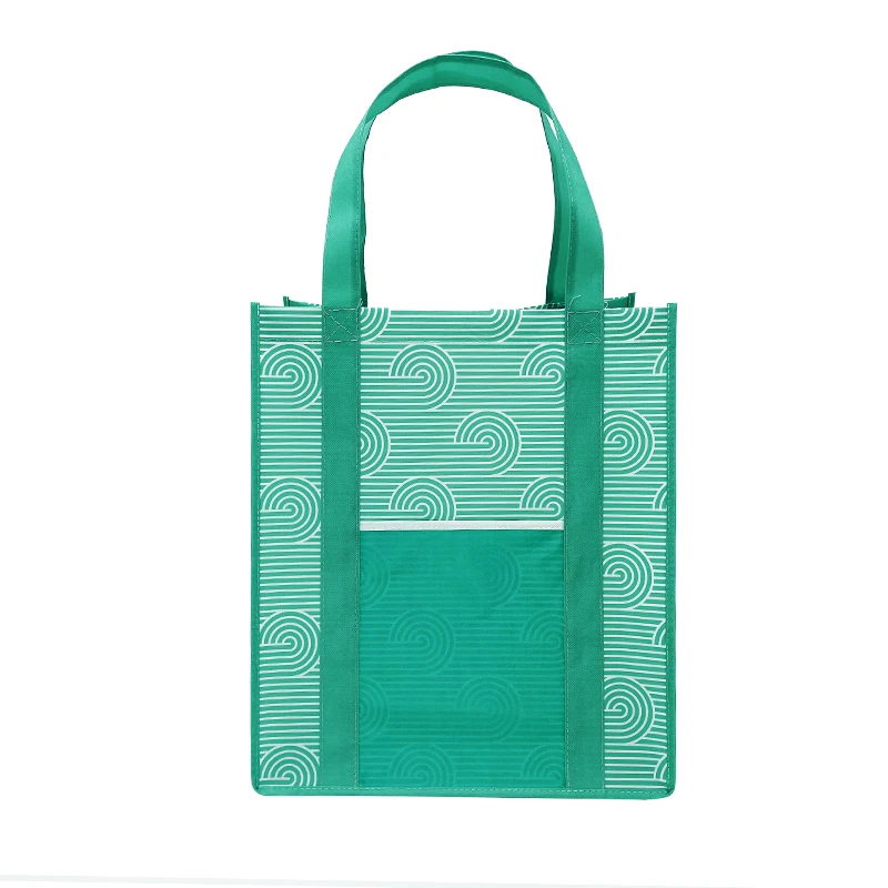 Hot selling custom eco recycled bags grocery promotional laminated non woven tote shopping bag