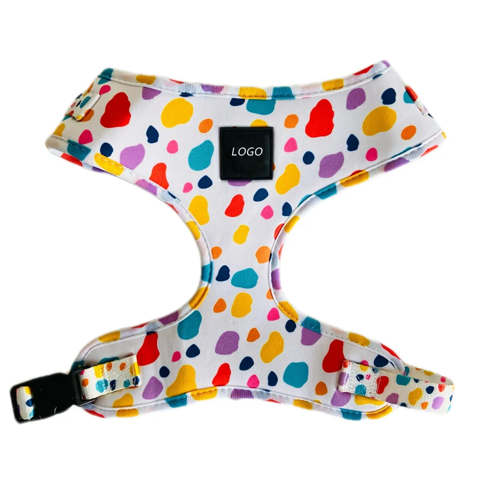 New Fashion Custom Pattern Nylon Soft Padded Dog Harness Set for Dogs Bow Ties