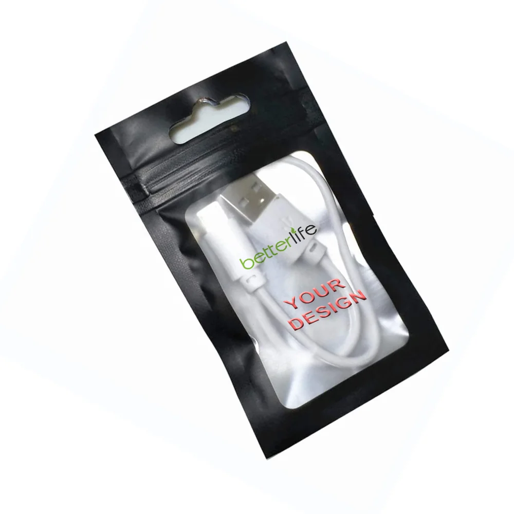 Hot Sale Factory Supply Black plastic Ziplock Bags for Phone Case Small Plastic Bag Frosted Plastic Jewelry Bags With Hang Hole