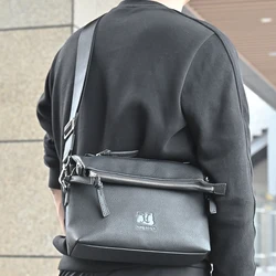 Custom Wholesale Premium Quality Black Genuine Leather Shoulder Messenger Bags Handbags Men Crossbody Bag For Men
