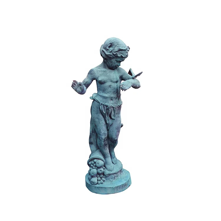 Large Metal Casting Outdoor Lawn Ornaments Angel Cherub Sculptures With Butterfly Garden Figure Statues