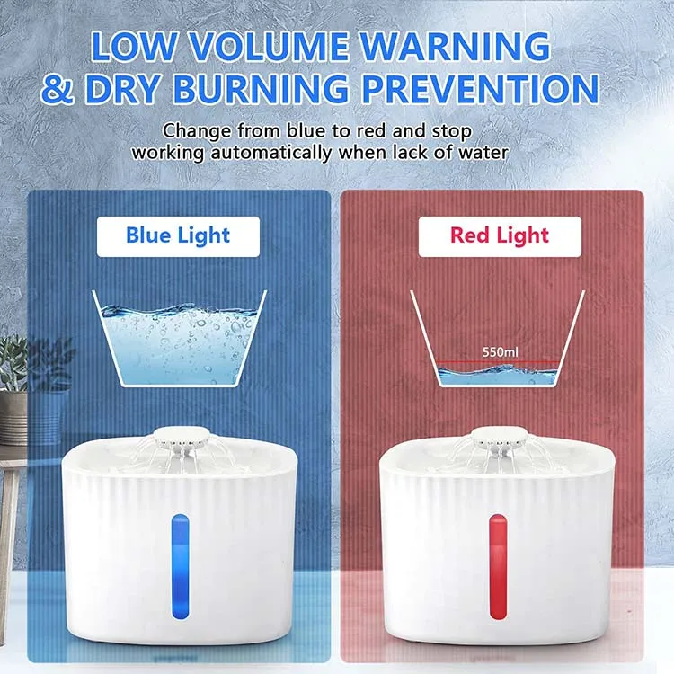 No Spill Circulation 4 Filter Drink Dispenser Anti dry burn Pump LED Indicator Smart Auto Automatic Pet Cat Water Fountain