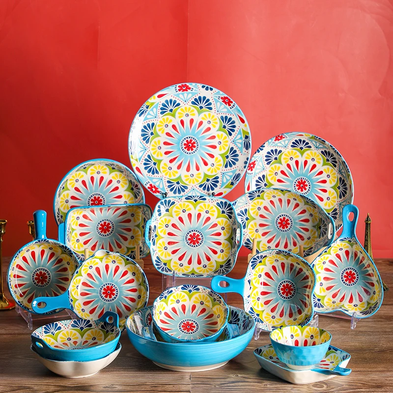 JW Nordic Bohemia Ceramic Plates Sets Dinnerware Party Tableware & Table Decorations