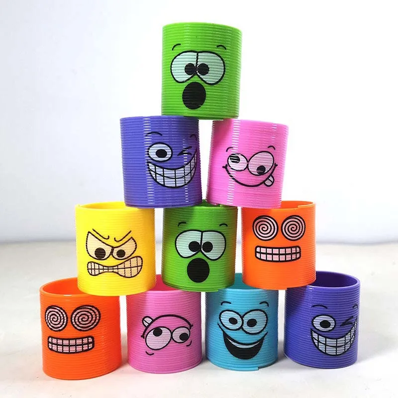 Kids Creative Magical Toys Folding Plastic Rainbow Circle Spring Coil Toy