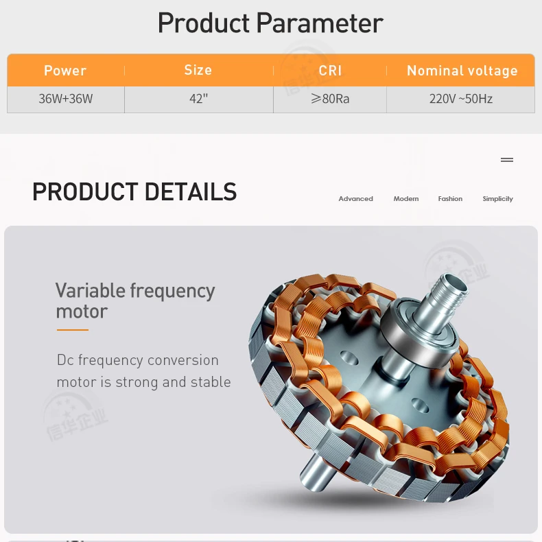 42 Inches 72w Remote Invisible Retractable Fan Lamp Fixture No Noise Ceiling Fan Chandelier With Light