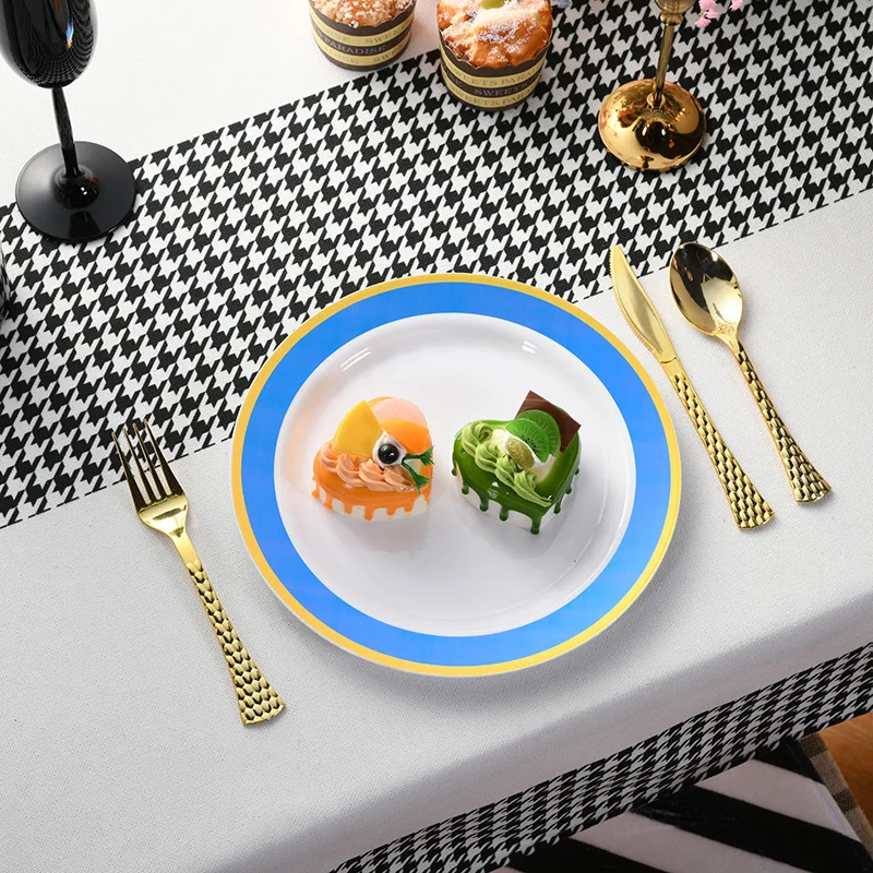 Custom Logo Factory Direct Sales Disposable Dinner Plate Sets For Party PS Plastic Tableware Dinnerware Set