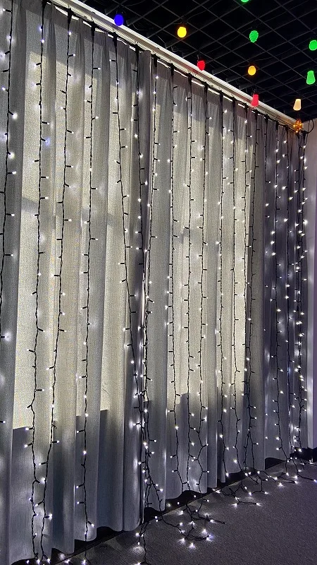 2X3M 600 LED Window Curtain String Light for Wedding Party Home Garden Bedroom Outdoor Indoor Decorations (Warm White)