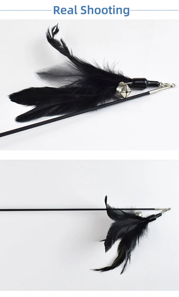 Adorable Cat Interactive Toys Feather Linen Wooden Wand Cat Catcher Teaser Stick