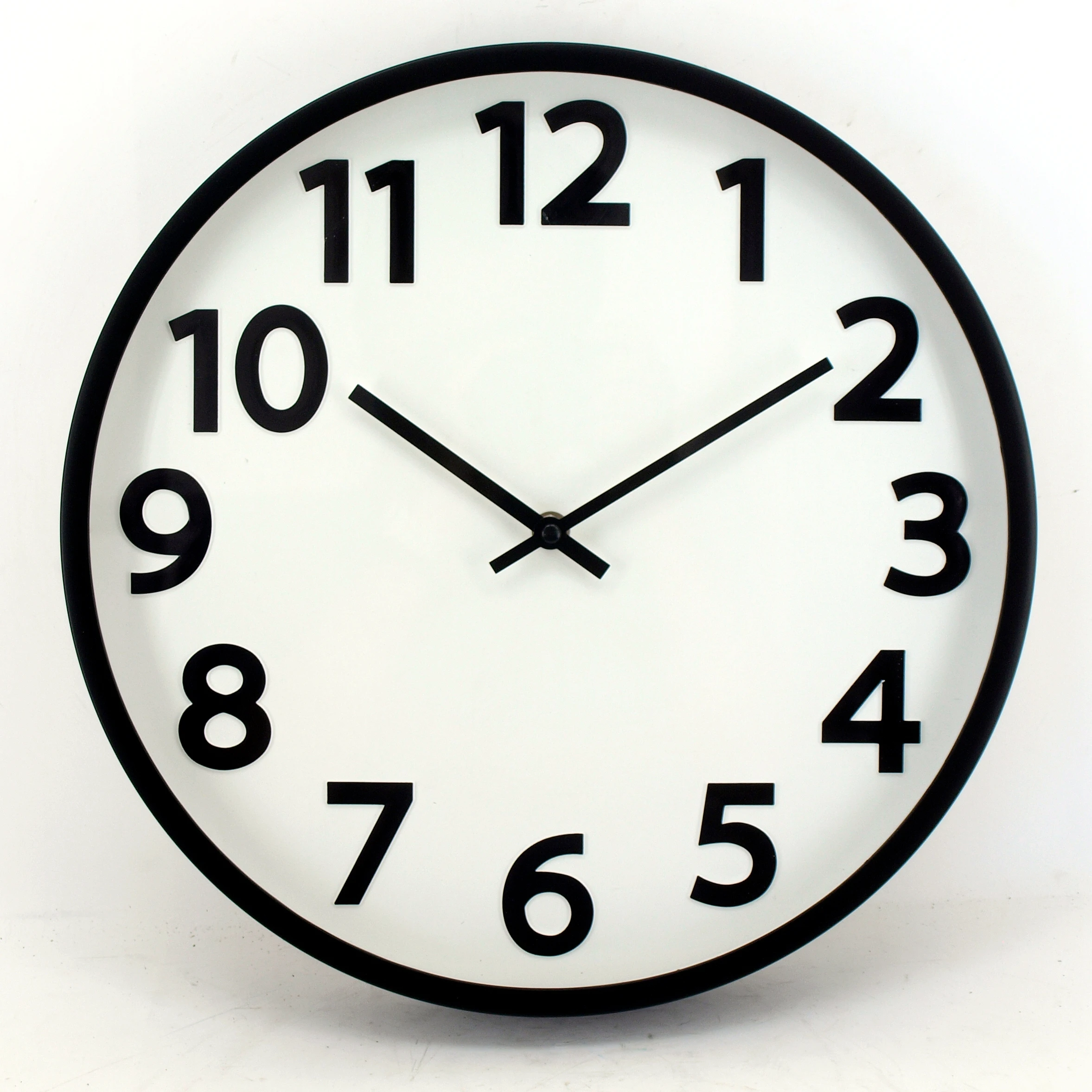 14 inch simple style wall clock  battery operate plastic round quartz custom decorate modern wall clocks for sale