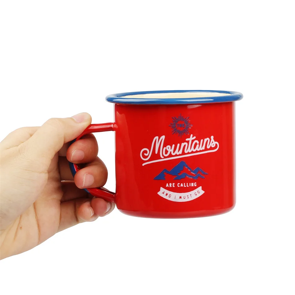 Wholesale Enamelware Campfire Enamel Mug Retro Vintage Souvenir Sublimation Travel Mug for Coffee