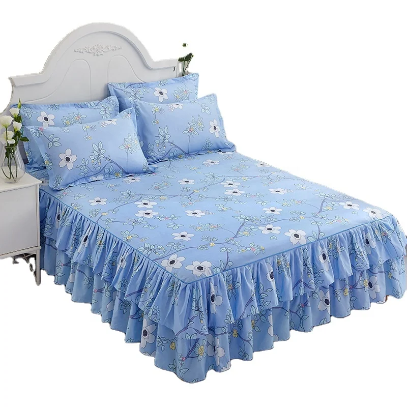 
150cmx200cm 180cmx200cm 180cmx220cm 200cmx220cm Low MOQ Cheap Price Floral Fitted Sheet Bed Skirt 