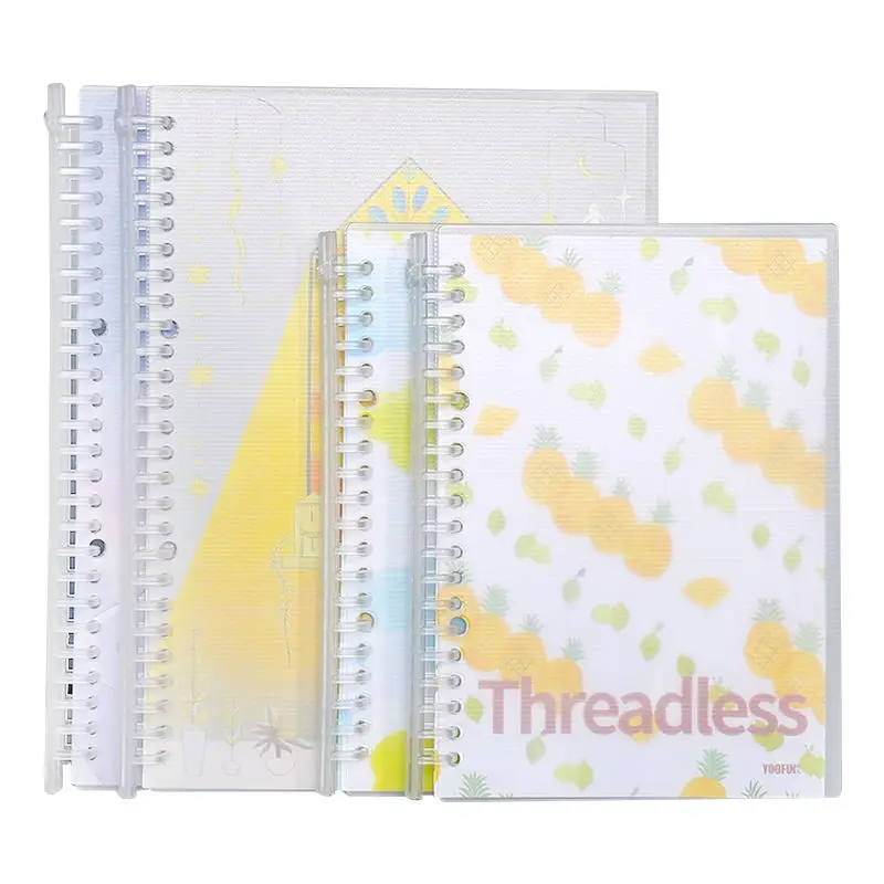 Wholesale Push Clip Binder A5 Student Frosted Notebook Leather Fabric Cover B5 Loose-leaf Book Spiral School Office Writing A4